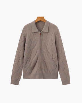 Heritage Diamond Knit Zip Cardigan